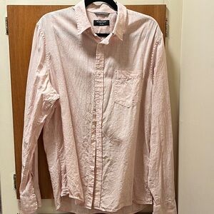 Nordstrom 100% Linen ls Light Pink Button-Down Shirt Men's L Slim